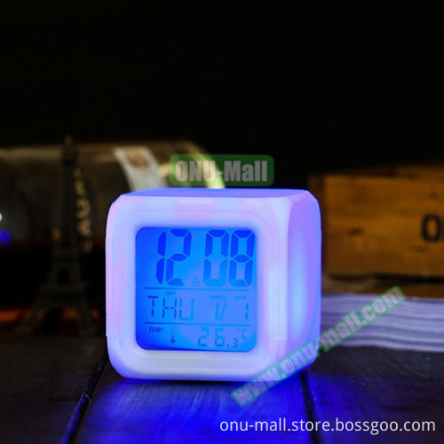 Custom DIY Thermometer Digital Alarm Clock with LED Light Changing